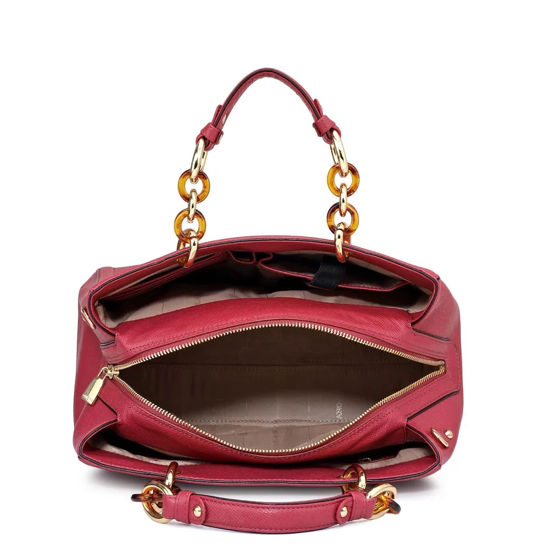 Da Milano Plumberry Medium Franzy Leather Satchel - Plumberry for Women | Best Price UAE